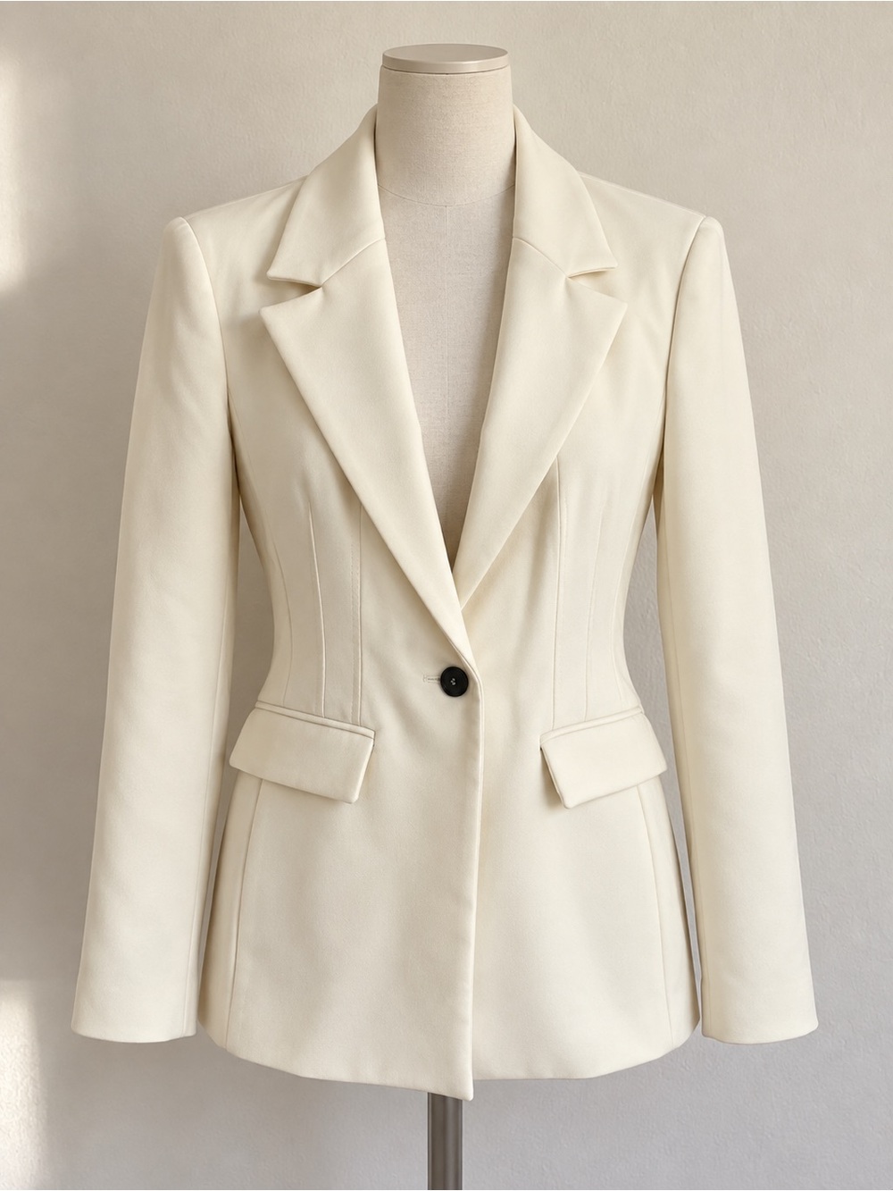 Zara Ivory Single-Button Tailored Blazer